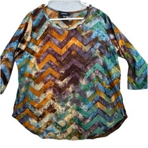 Vtg 90S Y2K Tie Dye Shirt Women's 0X / XL Karen Kane Art To Wear Artsy Boho Top